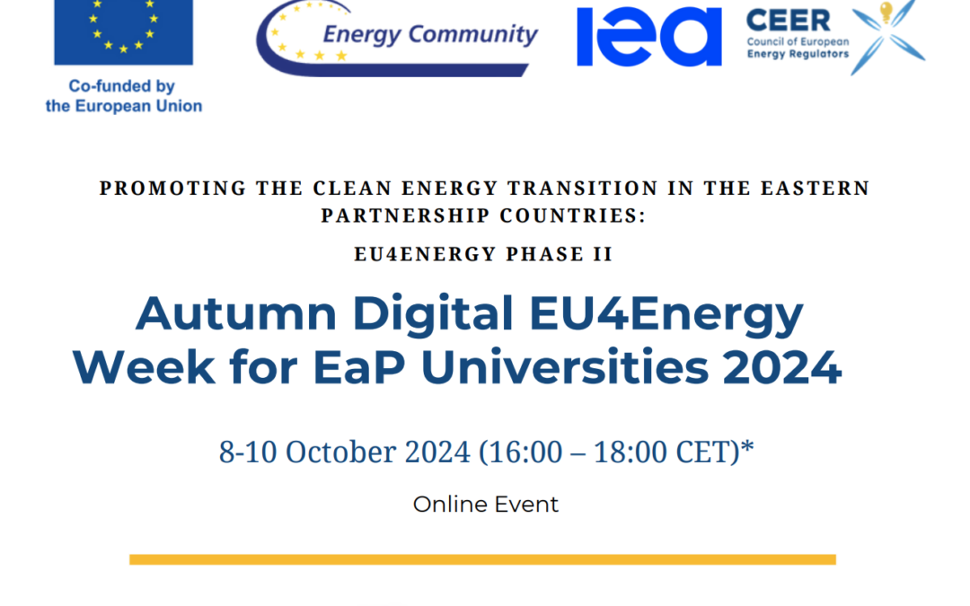 Autumn Digital EU4Energy Week for EaP universities 2024 – Empowering Eastern Partnership university students with opportunities in the energy sector