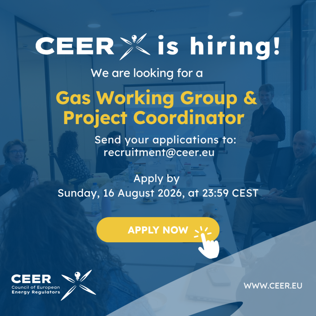 CEER is hiring: Gas Working Group & Project Coordinator